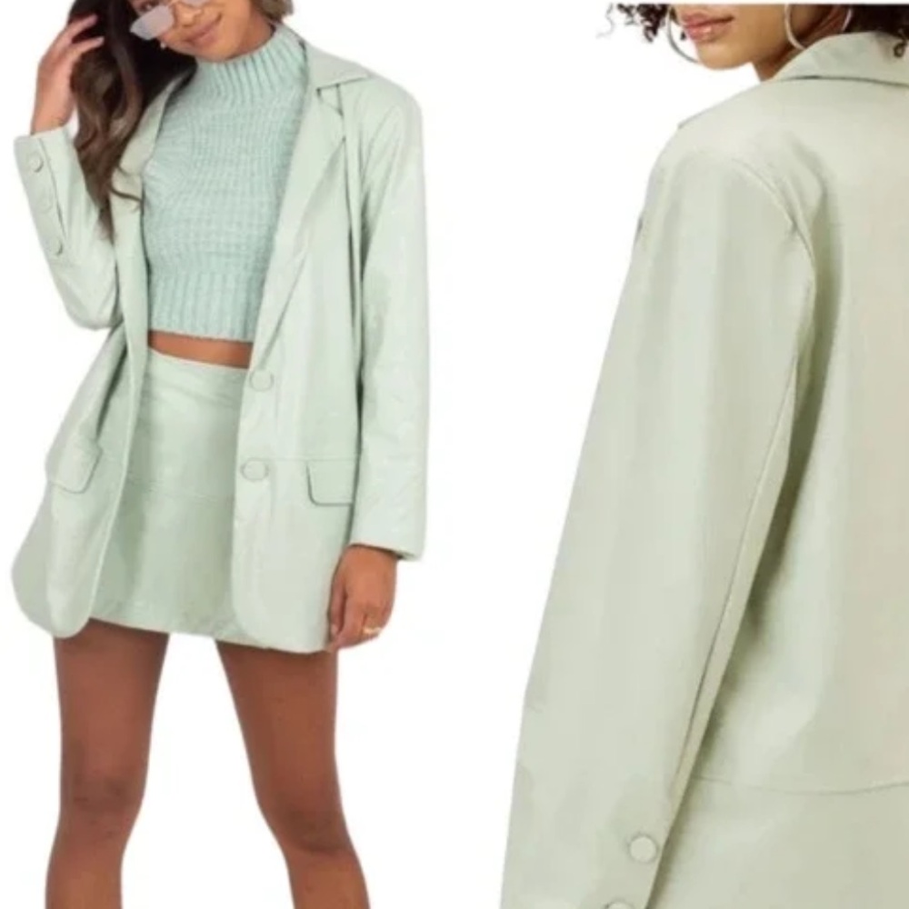 For Love And Lemons Leather Blazer Jacket Oversized